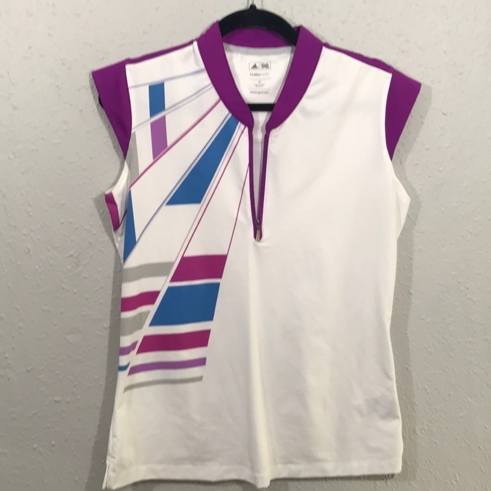 Adidas Geometric Sleeveless Athletic Polo Shirt